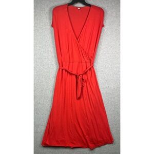 Old Navy Maxi Dress Women's 3X Red V-Neck Cap Sleeve Wrap‎ Casual Summer Flowy